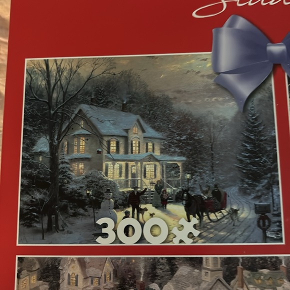 New!! Ceaco Thomas Kinkade Holiday Three Interlocking Jigsaw Puzzles - Picture 2 of 7